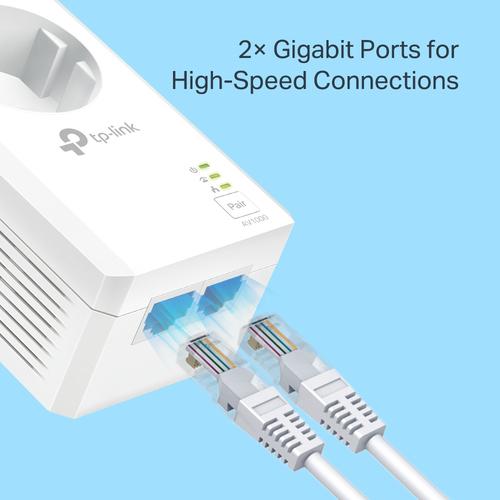 TP-Link AV1000 2-Port Gigabit Passthrough Powerline Starter  Kit