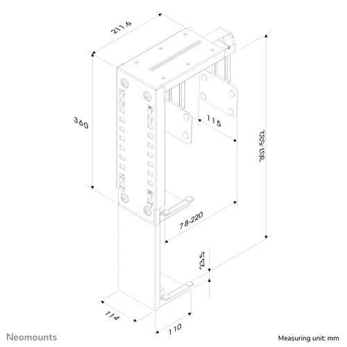 Neomounts Neomounts CPU Holder (height PC: 30-53 cm / width PC: 8-22 cm)