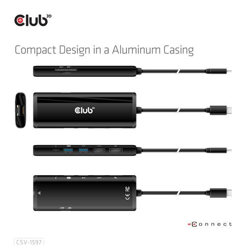 Club 3D USB Gen 1 Type-C 8-in-1 MST Dual 4K60HzDisplay Travel Dock