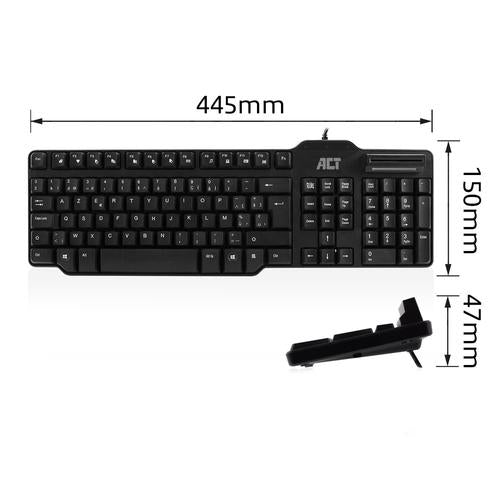 ACT Keyboard Belgium lay-out USB Smart CardID Reader