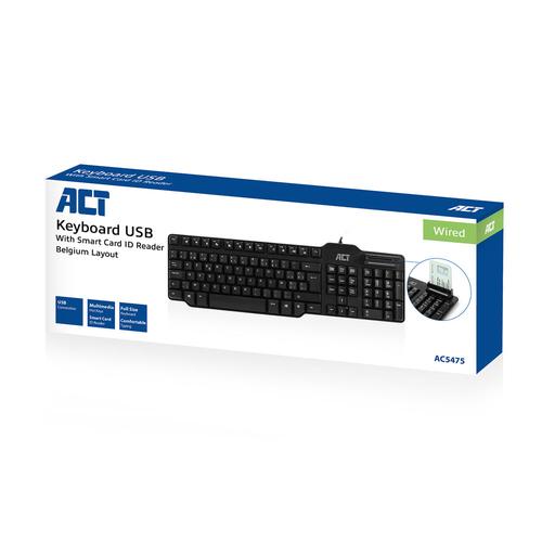 ACT Keyboard Belgium lay-out USB Smart CardID Reader