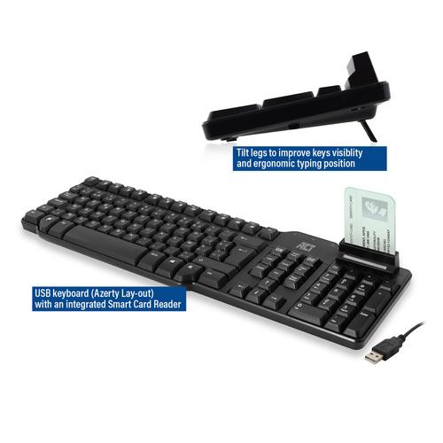 ACT Keyboard Belgium lay-out USB Smart CardID Reader
