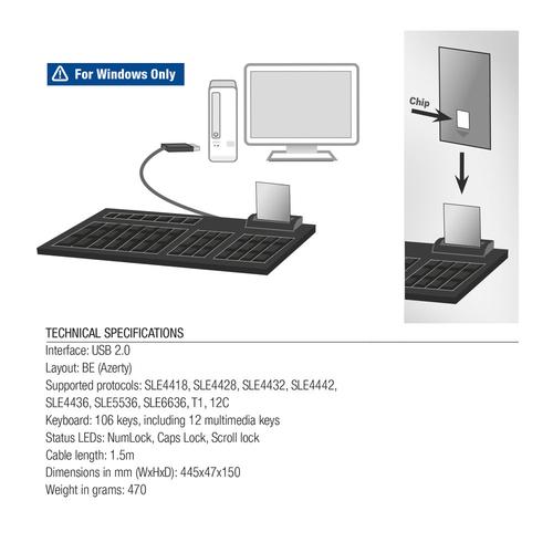 ACT Keyboard Belgium lay-out USB Smart CardID Reader
