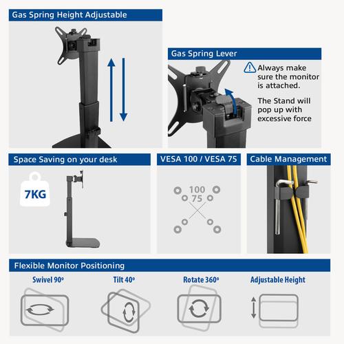 ACT Monitor desk stand gas spring 1 Screen