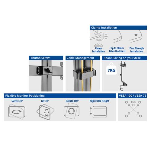 ACT Monitor desk mount stand crossbar 2 Screens easy height adjust