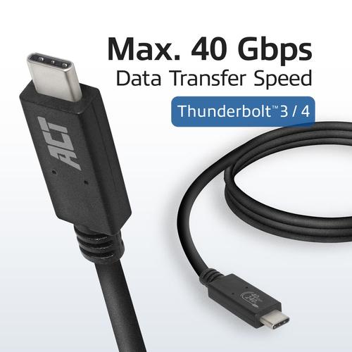 ACT USB-C Connection Cable USB 4 40Gbps 240W Thunderbolt 4 Official USB-IF Certified 0.8 Meter
