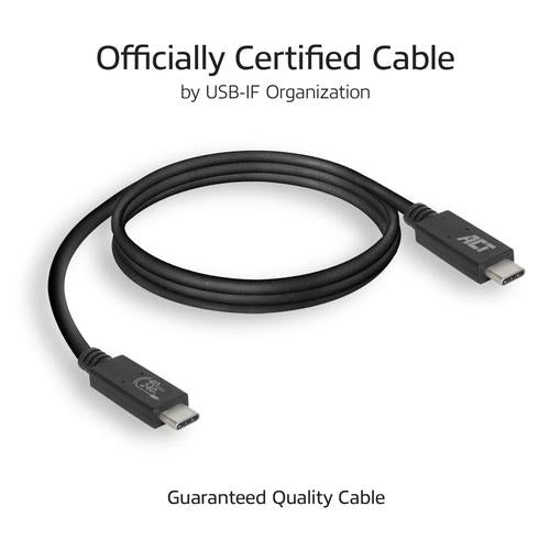 ACT USB-C Connection Cable USB 4 40Gbps 240W Thunderbolt 4 Official USB-IF Certified 0.8 Meter