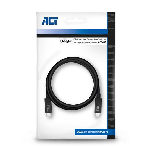 ACT USB-C Connection Cable USB 3.2 Gen1 (5Gbps) 60W Official USB-IF Certified 1.0 Meter