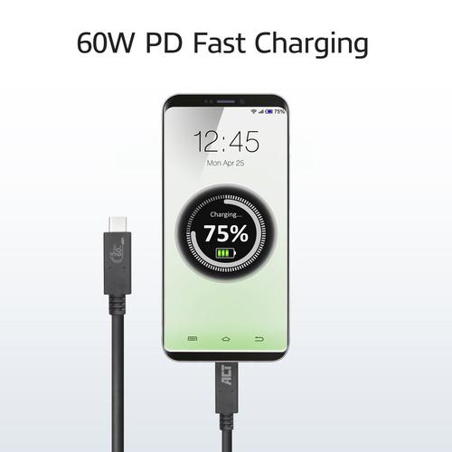ACT USB-C Connection Cable USB 3.2 Gen1 (5Gbps) 60W Official USB-IF Certified 2.0 Meter