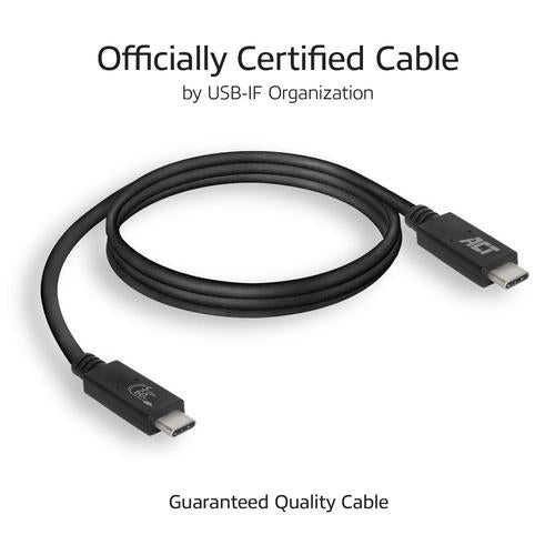 ACT USB-C Connection Cable USB 3.2 Gen1 (5Gbps) 60W Official USB-IF Certified 1.0 Meter