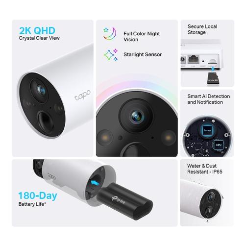 TP-Link Smart Wire-Free Security Camera 2 Camera System: 2 x Tapo C420 1 x Tapo H200