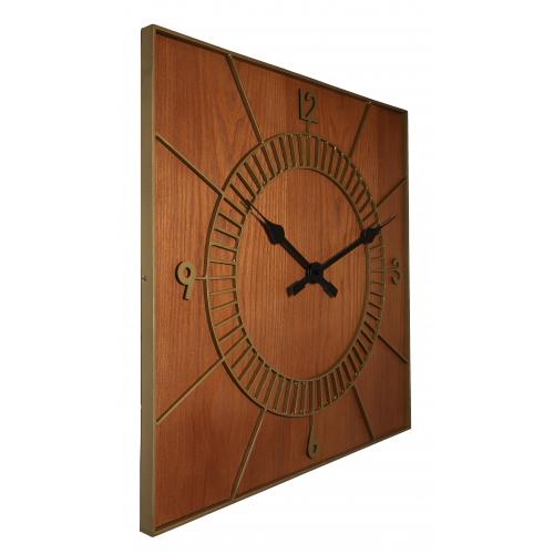 NeXtime klok 3112br Hout Vierkant, 50x50 cm, Wand, Bruin
