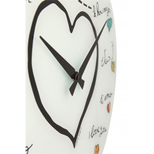 NeXtime klok 8030 Loving You, Ø43 cm, Wand, Wit/ Meerkleurig
