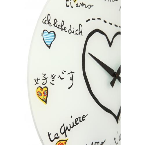 NeXtime klok 8030 Loving You, Ø43 cm, Wand, Wit/ Meerkleurig