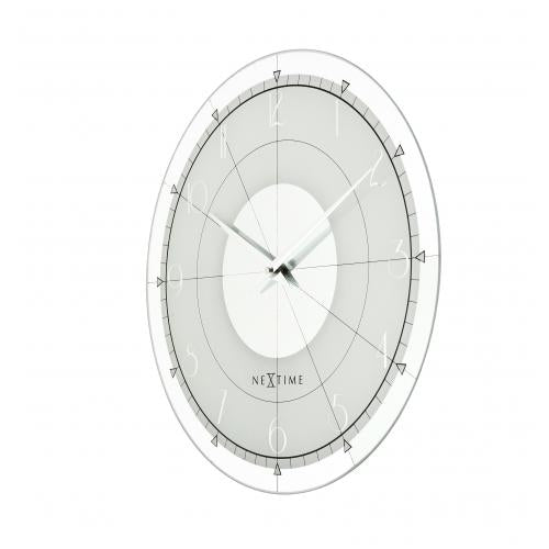 NeXtime klok 8125 Fancy Round, Ø43 cm, Wand, Wit/Zilver