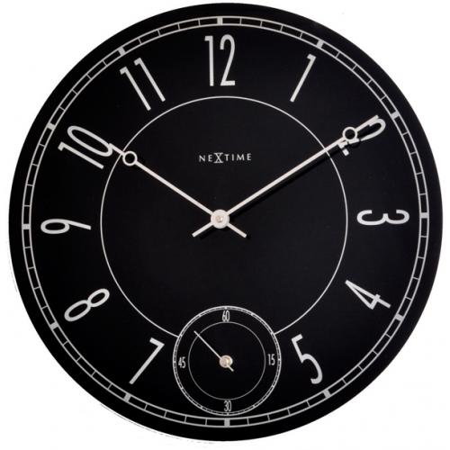 NeXtime klok 8144 Leitbring, Ø43 cm, Wand, Zwart/Zilver glanzend