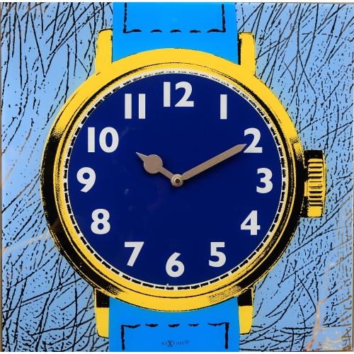 NeXtime klok 8157 Watch One, 43x43,2 cm, Wand, Blauw/Geel