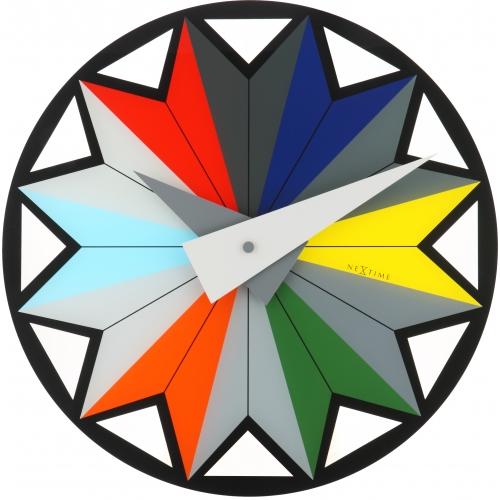 NeXtime klok 8163 Circus, Ø43 cm, Wand, Zwart/ Meerkleurig