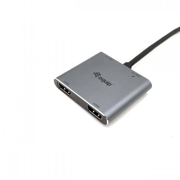 Rust de 133484 USB-C 4-in-1 dubbele HDMI-adapter uit