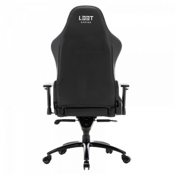 L33T Gaming 160369 Elite V4 Gaming Chair (PU) Black - White decor, Class-4 gas-lift, Tilt & recline
