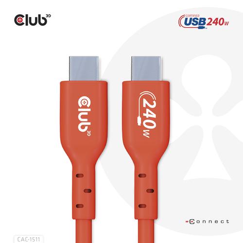 Club 3D USB2 Type-C Bi-Directional USB-IF Certified Cable Data 480Mb PD 240W(48V/5A) EPR M/M 4m