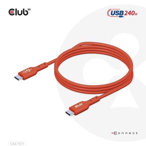 Club 3D USB2 Type-C Bi-Directional USB-IF Certified Cable Data 480Mb PD 240W(48V/5A) EPR M/M 4m
