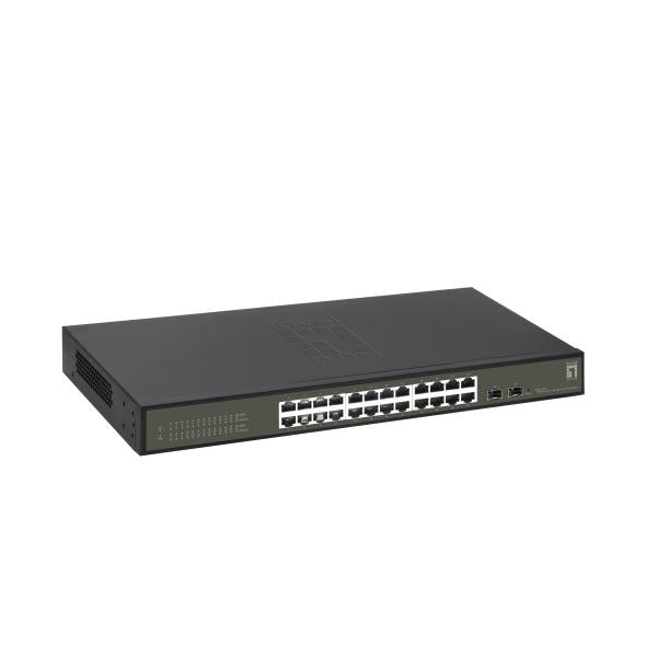 LevelOne GES-2126 Hilbert 26-poorts Gigabit Smart Lite Switch, 24 x Gigabit RJ45, 2 x Gigabit SFP, Man
