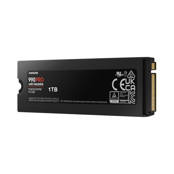 Samsung MZ-V9P1T0CW 990 PRO met koellichaam, 1 TB, M.2, 3D V-NAND TLC, 7450/6900 MB/s, 1,4M IOPS
