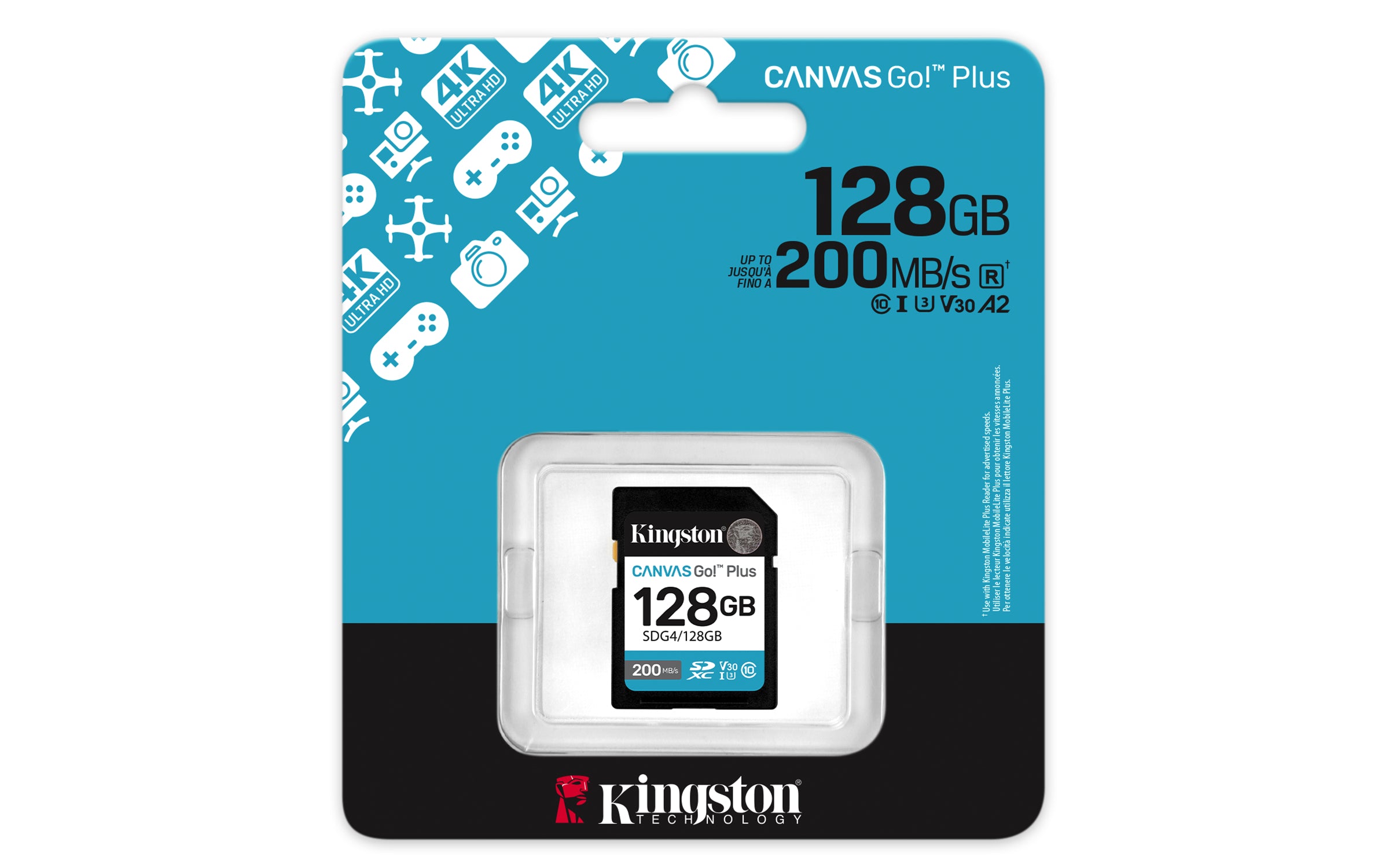 128GB SDXC Canvas Go Plus Gen4 200MB/s C10 UHS-I U3 V30