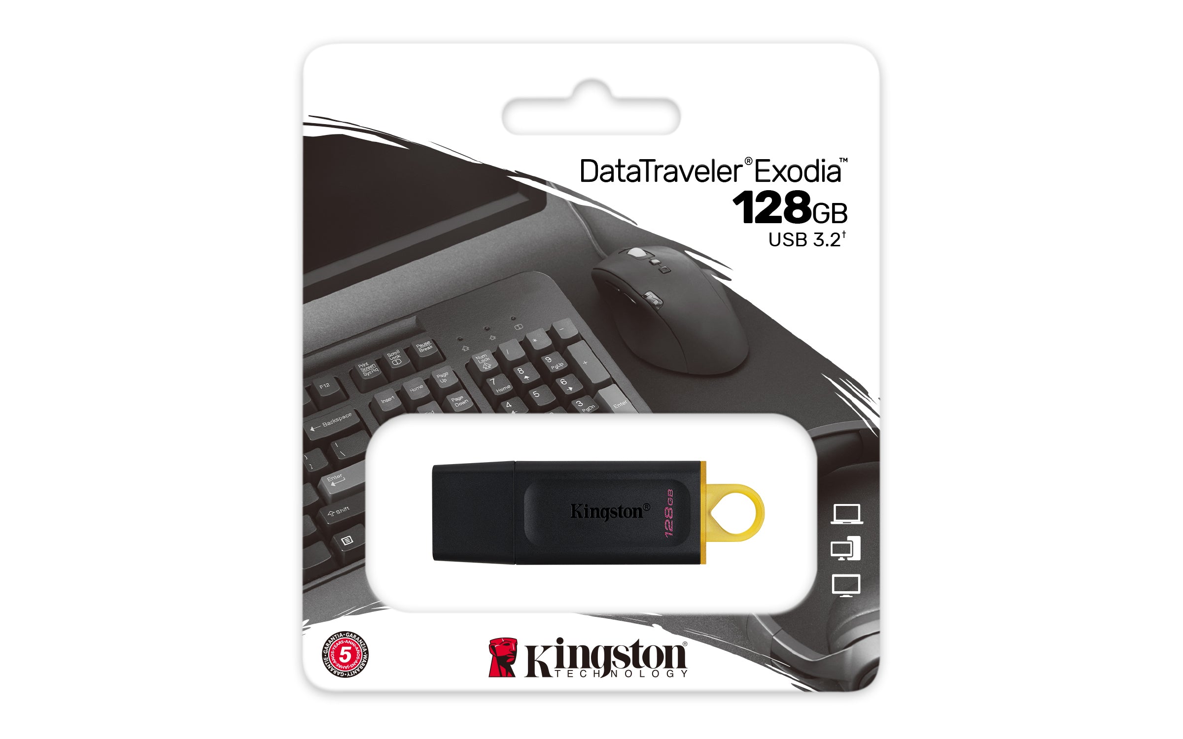 128GB USB3.2 Gen1 DataTraveler Exodia (Black + Yellow)