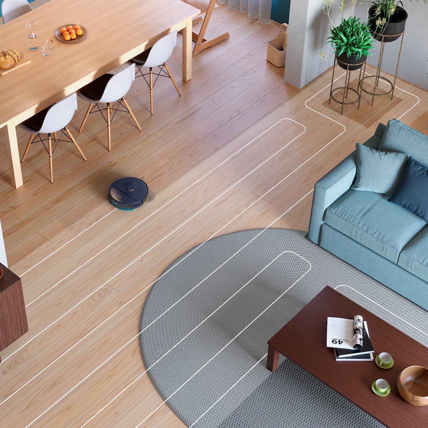 Robot vacuum cleaner 2000S no station dark 6000 Pa suction power passive plant mop LDS laser navigation 2600 mAh Li-Ionbattery.