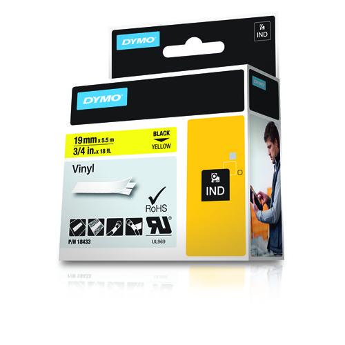 Dymo RHINO TAPE VINYL 19MM GEEL