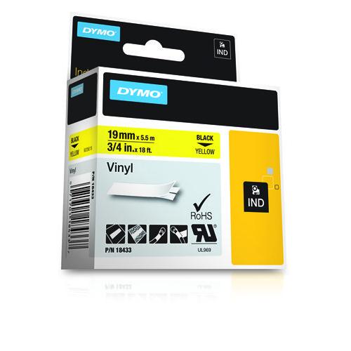 Dymo RHINO TAPE VINYL 19MM GEEL