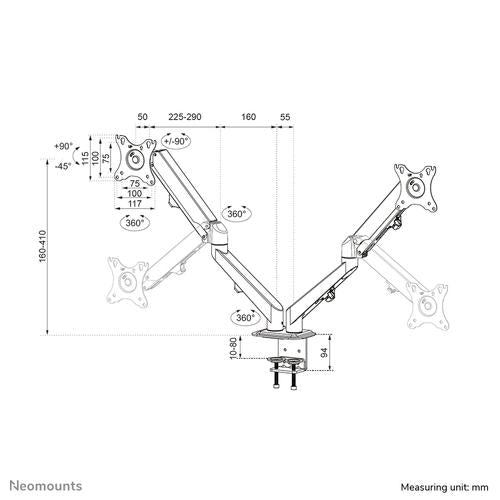 Neomounts Neomounts Gas Spring Mount (clamp/grommet)