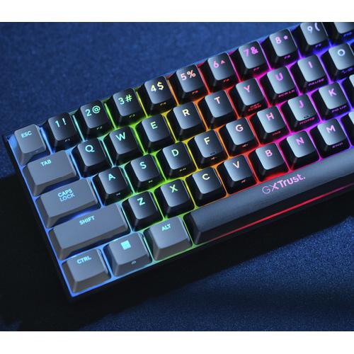 Trust GXT 867 Acira toetsenbord Gamen USB AZERTY Belgisch Zwart, Grijs
