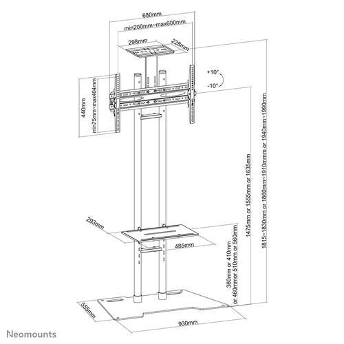 Neomounts Neomounts Mobile Flat Screen Floor Stand (height: 150-165 cm) box 1/2