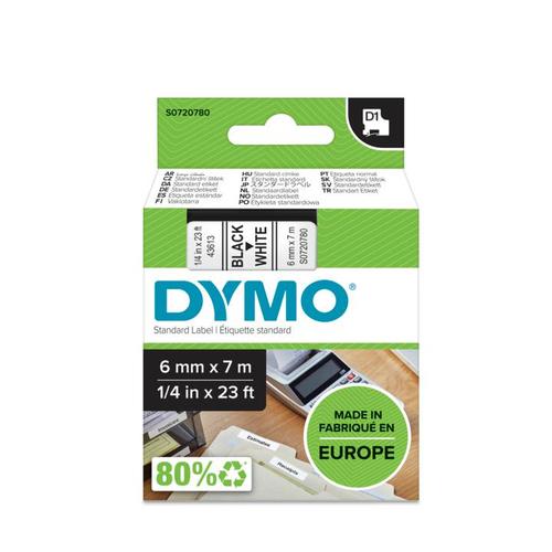 Dymo TAPE 6MMX7M ZWART/WIT