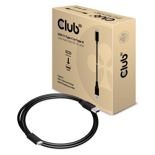 Club 3D USB 3.1 Type-C to Type-A Cable 1M/3ft 10Gbps Fast Charge
