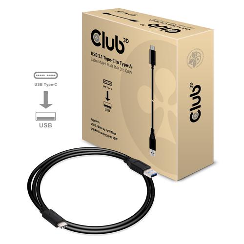 Club 3D USB 3.1 Type-C to Type-A Cable 1M/3ft 10Gbps Fast Charge