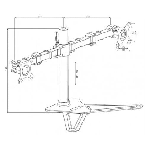 Iiyama Flexible desk stand for dual monitor. Monitor size 10i~30i. VESA 75x75 or 100x100mm. <=10kg