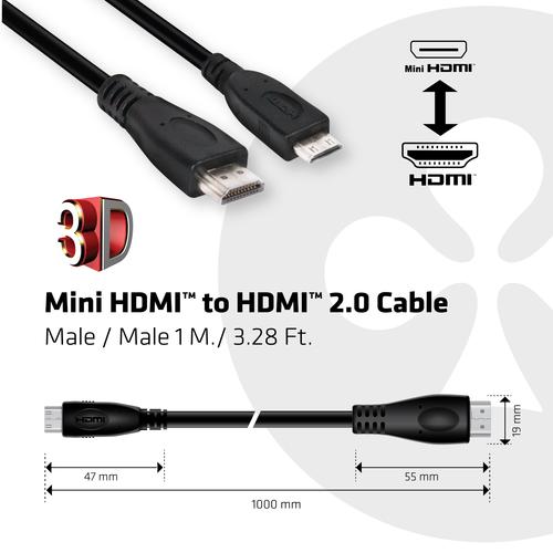 Club 3D Mini HDMI naar HDMI 2.0 UHD 4K60Hz Kabel 1 Meter M/M