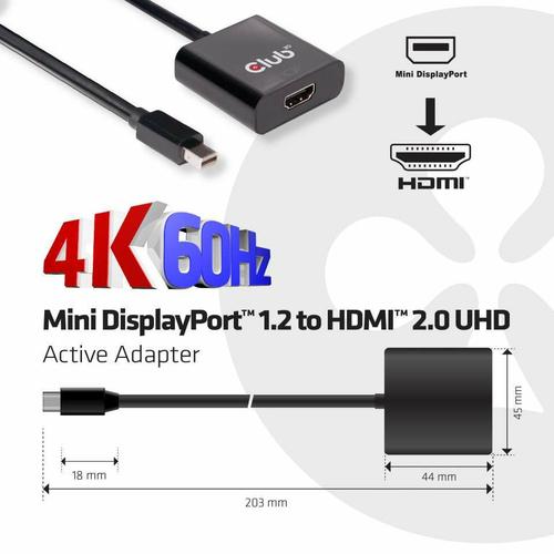 Club 3D Mini DisplayPort 1.2 to HDMI 2.0 UHD Active Adapter