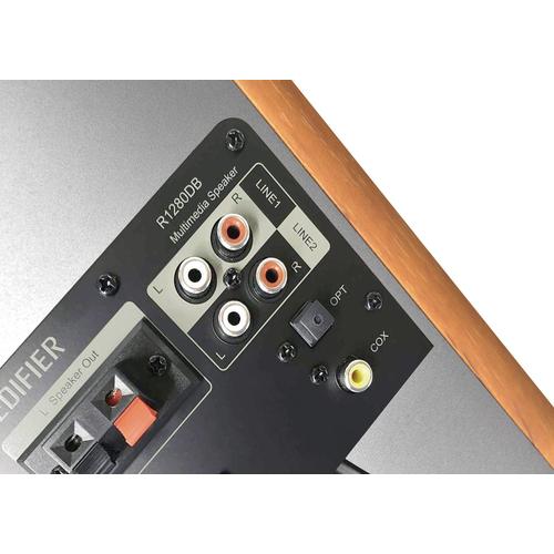 Edifier 2.0 RMS 42W Multimedia luidspreker Optical Coax Bluetooth 2x Stereo RCA in. RMS2x 21W Incl Remote Wood
