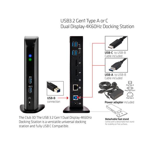 Club 3D USB 3.0 DUAL DISPLAY 4K60HZ DOCKING STATION