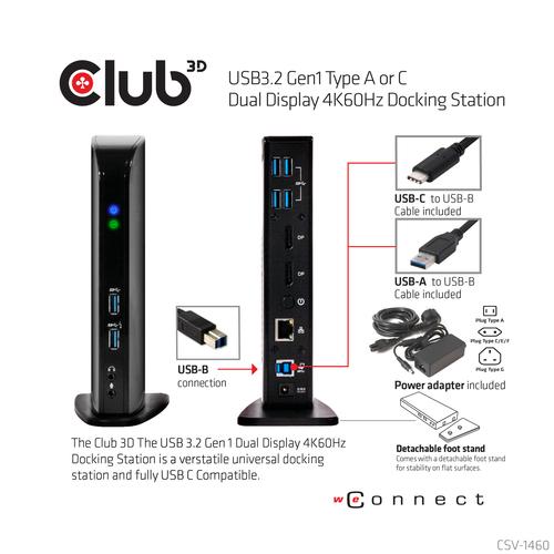 Club 3D USB 3.0 DUAL DISPLAY 4K60HZ DOCKING STATION