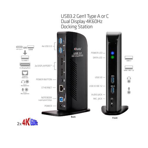 Club 3D USB 3.0 DUAL DISPLAY 4K60HZ DOCKING STATION