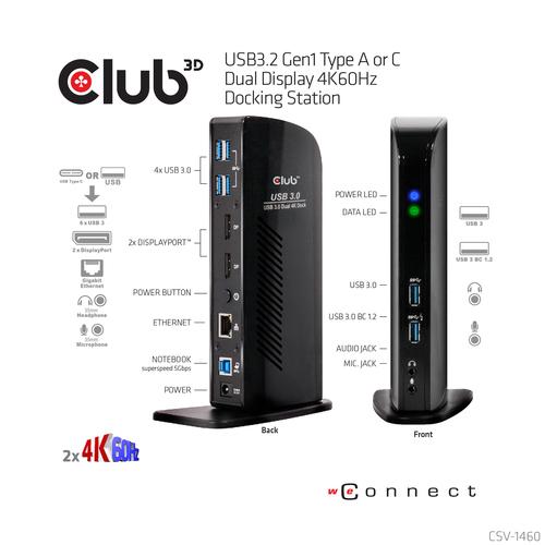 Club 3D USB 3.0 DUAL DISPLAY 4K60HZ DOCKING STATION
