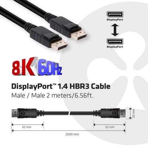 Club 3D DisplayPort 1.4 HBR3 Cable M/M 2meter 8K60Hz Poly Bag