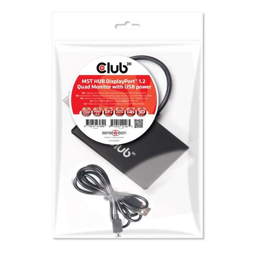 Club 3D Multi Stream Transport Hub DisplayPort 1.2 Quad Monitor