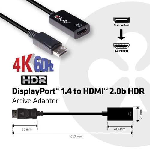 Club 3D DisplayPort 1.4 to HDMI 2.0a HDR ActiveAdapter